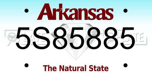 5S85885 Arkansas License Plate