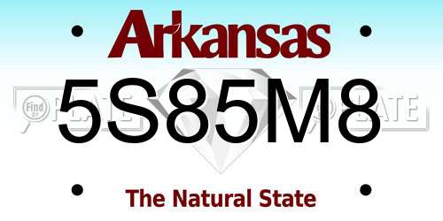 5S85M8 Arkansas License Plate