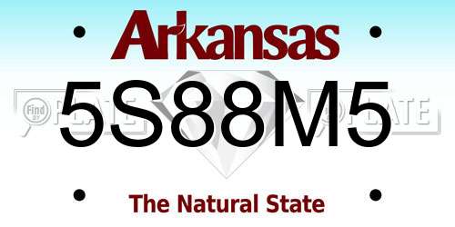 5S88M5 Arkansas License Plate