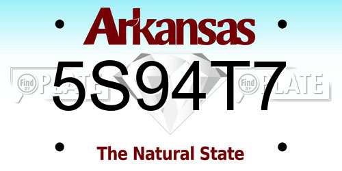 5S94T7 Arkansas License Plate