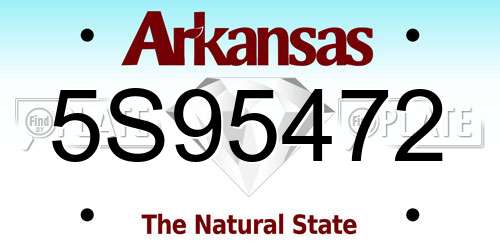 5S95472 Arkansas License Plate