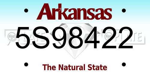 5S98422 Arkansas License Plate