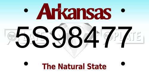 5S98477 Arkansas License Plate