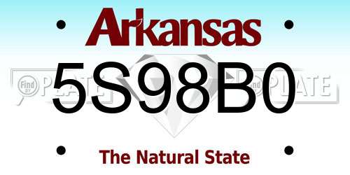 5S98B0 Arkansas License Plate