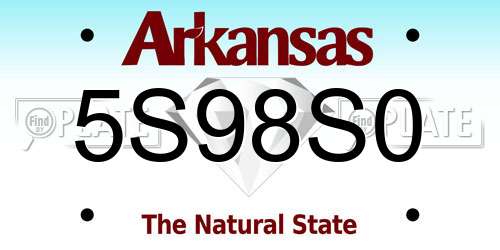 5S98S0 Arkansas License Plate