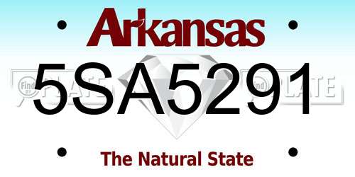 5SA5291 Arkansas License Plate