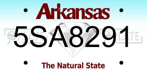 5SA8291 Arkansas License Plate