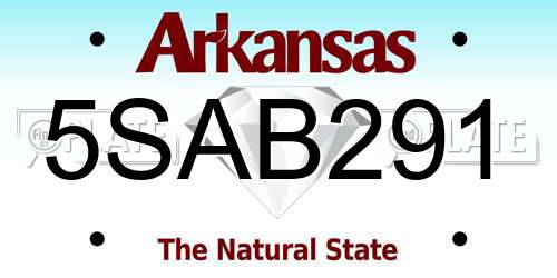 5SAB291 Arkansas License Plate