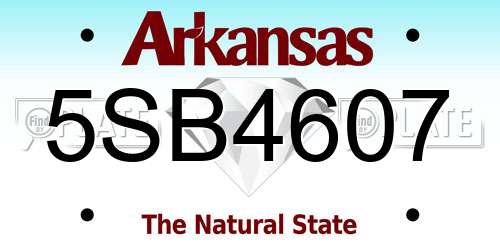 5SB4607 Arkansas License Plate