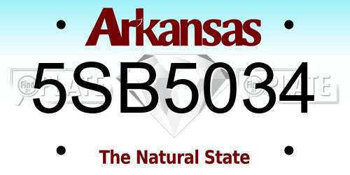 5SB5034 Arkansas License Plate
