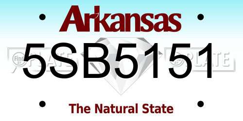 5SB5151 Arkansas License Plate