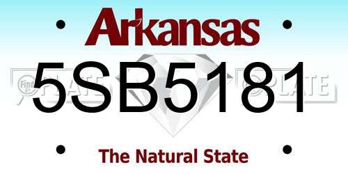 5SB5181 Arkansas License Plate