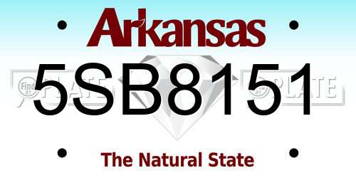 5SB8151 Arkansas License Plate