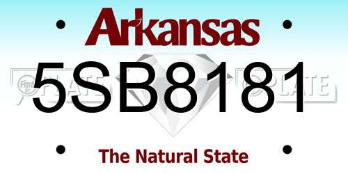 5SB8181 Arkansas License Plate