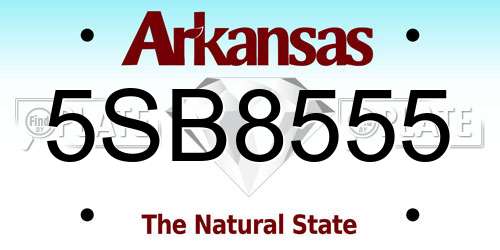 5SB8555 Arkansas License Plate