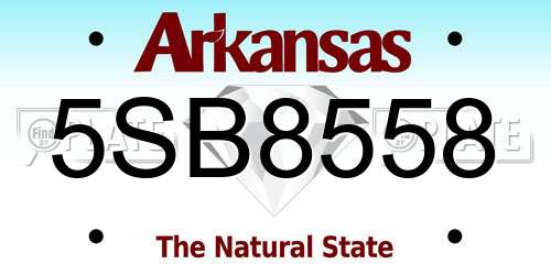 5SB8558 Arkansas License Plate