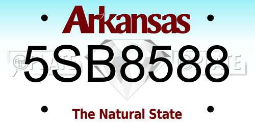 5SB8588 Arkansas License Plate