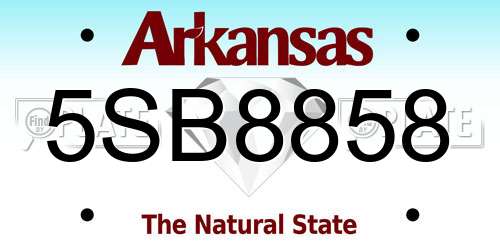 5SB8858 Arkansas License Plate