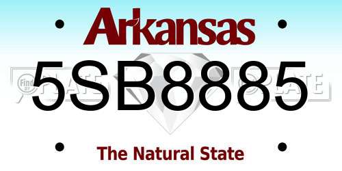 5SB8885 Arkansas License Plate