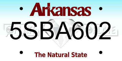 5SBA602 Arkansas License Plate