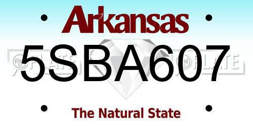 5SBA607 Arkansas License Plate