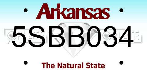 5SBB034 Arkansas License Plate