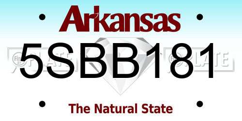 5SBB181 Arkansas License Plate