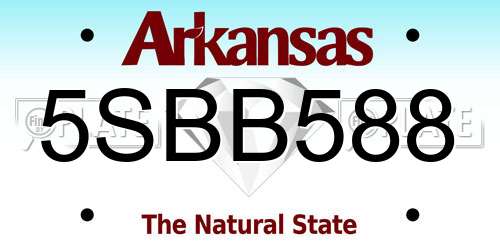 5SBB588 Arkansas License Plate