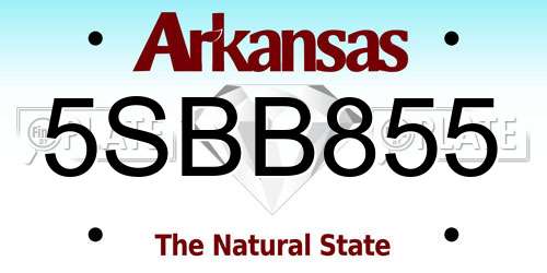 5SBB855 Arkansas License Plate