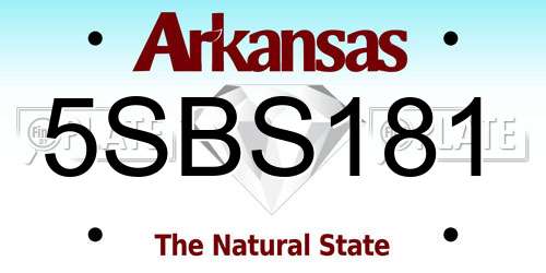 5SBS181 Arkansas License Plate