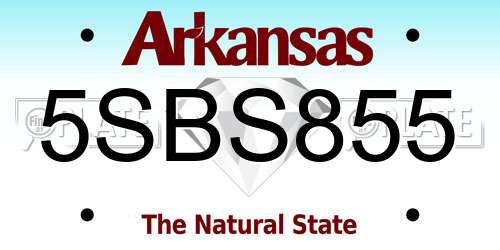 5SBS855 Arkansas License Plate