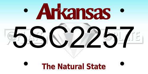 5SC2257 Arkansas License Plate