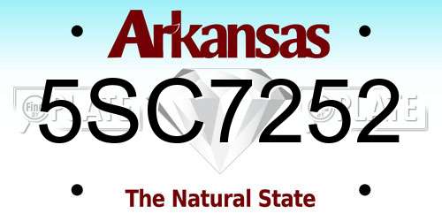 5SC7252 Arkansas License Plate