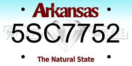 5SC7752 Arkansas License Plate