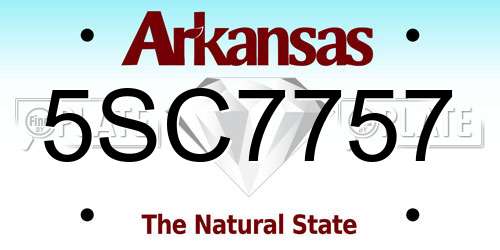 5SC7757 Arkansas License Plate