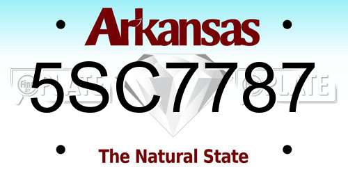 5SC7787 Arkansas License Plate