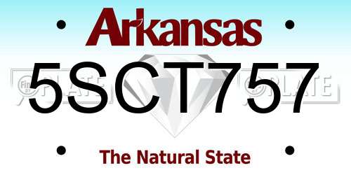 5SCT757 Arkansas License Plate