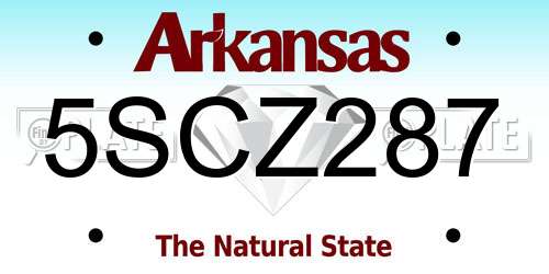 5SCZ287 Arkansas License Plate