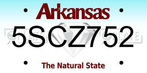 5SCZ752 Arkansas License Plate