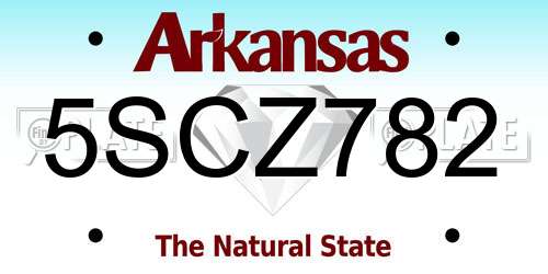 5SCZ782 Arkansas License Plate