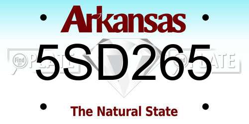 5SD265 Arkansas License Plate