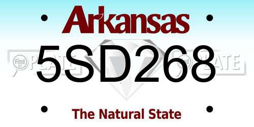 5SD268 Arkansas License Plate