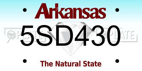 5SD430 Arkansas License Plate