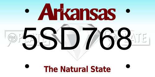 5SD768 Arkansas License Plate