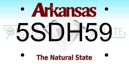 5SDH59 Arkansas License Plate