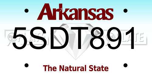 5SDT891 Arkansas License Plate