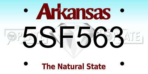 5SF563 Arkansas License Plate