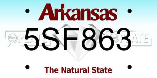 5SF863 Arkansas License Plate