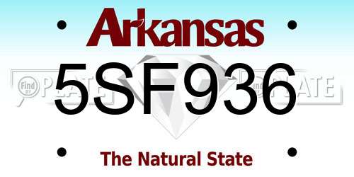 5SF936 Arkansas License Plate
