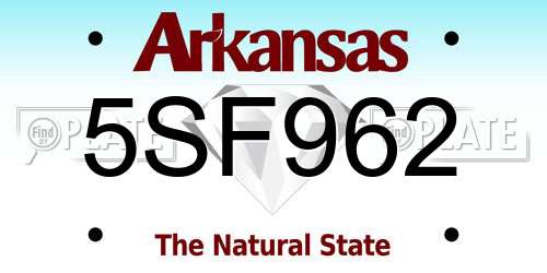 5SF962 Arkansas License Plate